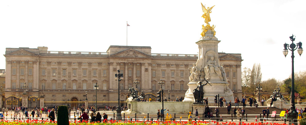 Buckingham Palace, the London home of the queen