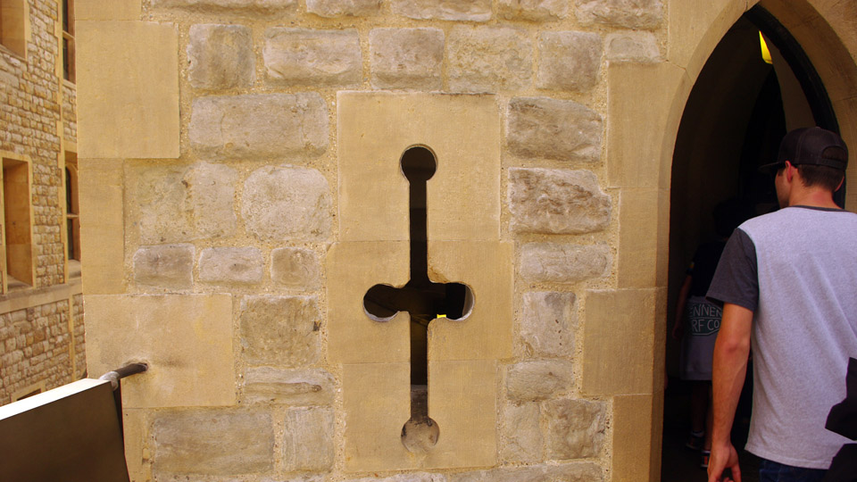 An embrasure or arrow slit - Tower of London